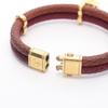 Used LOUIS VUITTON Brasserie Keep It Twice Bracelet M6672E Gold Plated Lizard skin Brown Bordeaux Gold Bordeaux Used