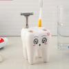 1PC Toothbrush Holder Plastic 4 Hole Toothbrush Stand Tooth Shaped Bathroom Tools White Storage Cute Cartoon
