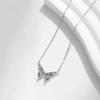 925 Sterling Silver Gradient Butterfly Necklace with Colorful Zircon Pendant for Women