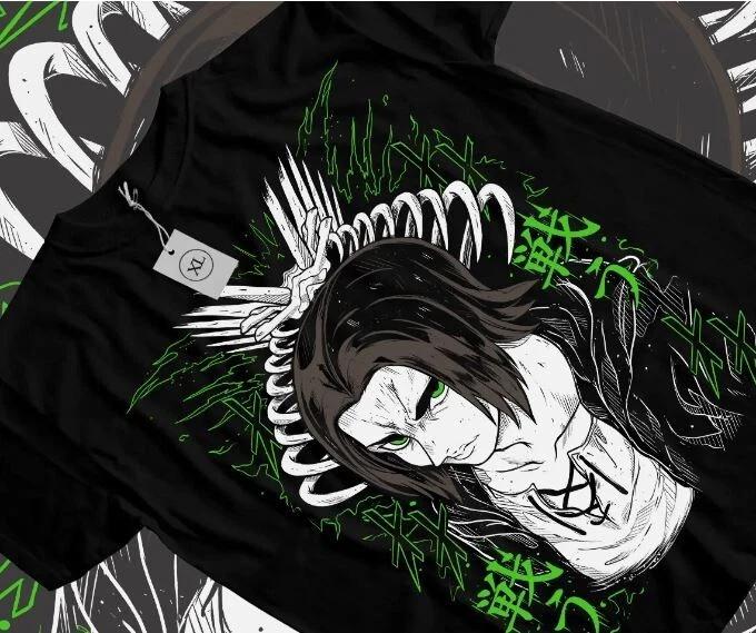 Unisex Attack On Titan Season 4 Eren Tatakae AoT Anime Eren Yeager TShirt S