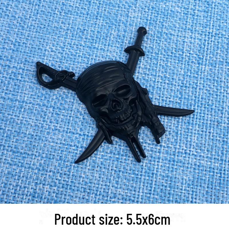 Customized 3D Pirate Skull Metal Car Sticker - Captain Jack Tail Label Body Decoration.
