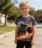 Little Hand Boy T-Shirt 3D Graphic Shirt Monster Truck Print Crewneck Cool Short Sleeve Shirt for 3-10 Years