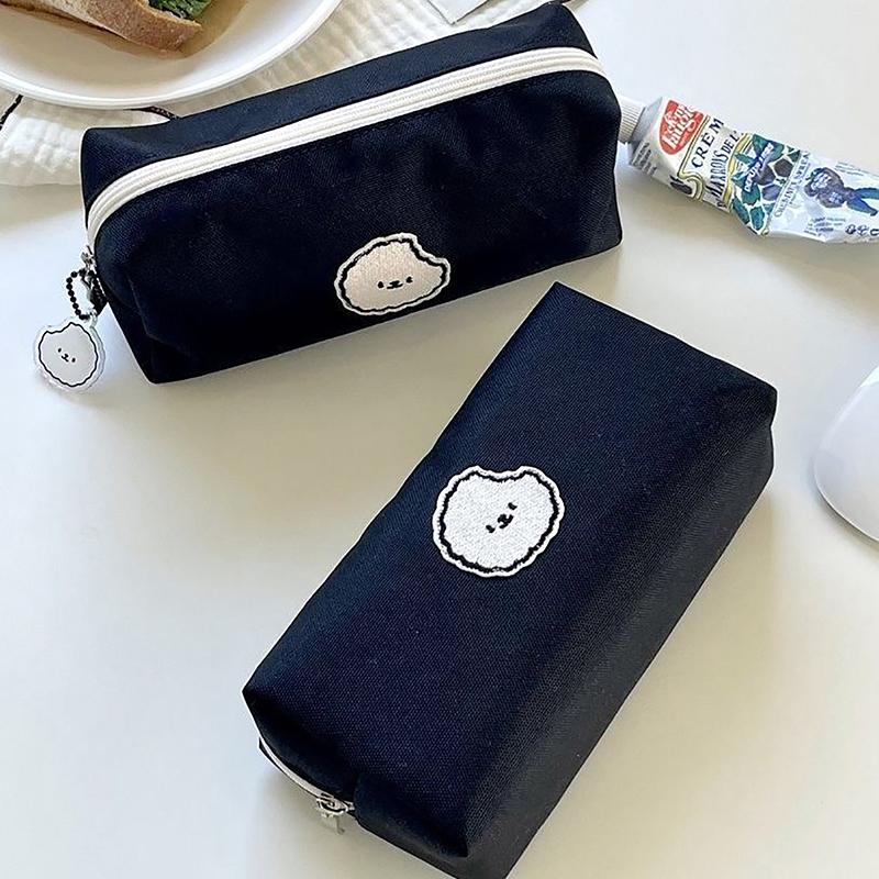 Schattige Hond Make-uptas Kawaii Schrijfwaren Canvas Make-uptas Grote Capaciteit Etui Reisorganisator Schoolbenodigdheden