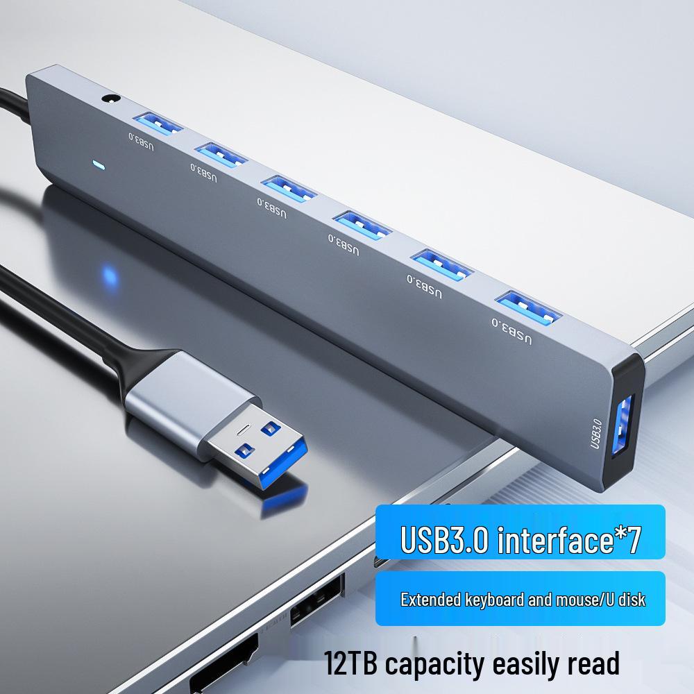 USB 3.0 Seven-Port Expansion Hub with DC Power Supply for Laptops, Keyboards, Mice, and USB Drives