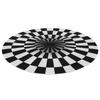 Round Black White Grid Non-Slip Mat Area Rugs Floor Mats Carpet for Home Living Room Bedroom(60cm )