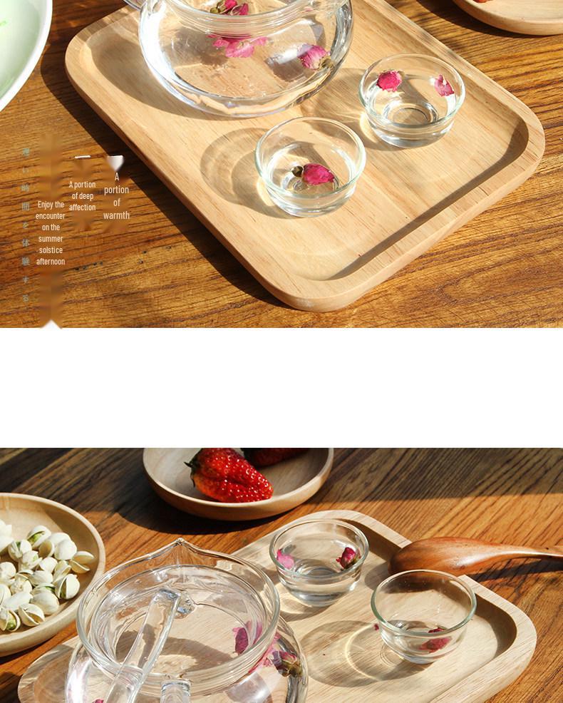 Japanese-Style Solid Wood Rectangular Tea and Cake Tray