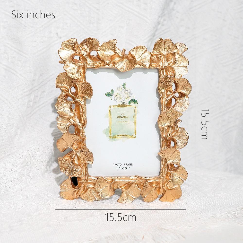 Vintage 6x8 Picture Frame, Antique Ornate Gold Ginkgo Leaf Photo Frame, Table Top Display and Wall Hanging Home Wedding Decor
