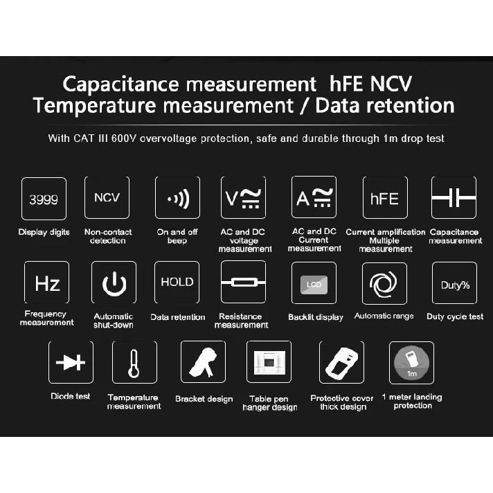 UNI-T UT136B+ Digital Multimeter Large LCD Dual Display 1000V 10A AC DC Voltmeter Current Test Meter UT136C+