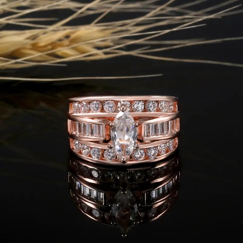 Huitan Luxury Marquise Cut Ring Female Gorgeous Anniversary Party Jewelry Noble Lady Fashion Engagement Ceremony Accessories