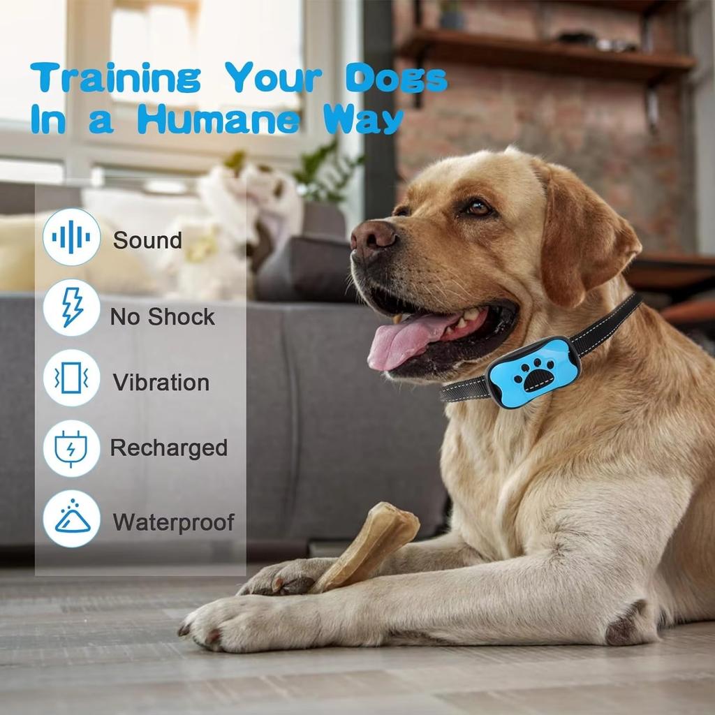 Pet Dog Anti Barking Device Dogs Training Collar USB Rechargeable Ultrasonic Stop Barking Vibration Anti Bark Collar Accessories