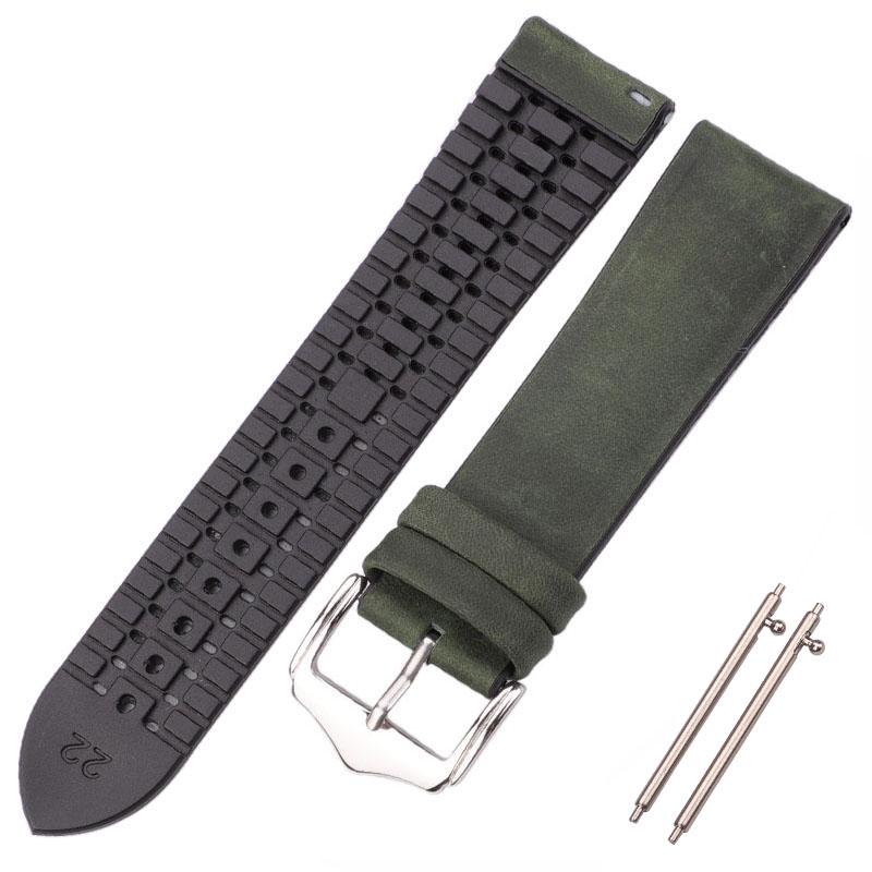 

Genuine Leather Watchband Men Women Rubber Silicone Waterproof Breathable Watch Band Strap Buckle Clock Accessories 18 20 22mm 18mm