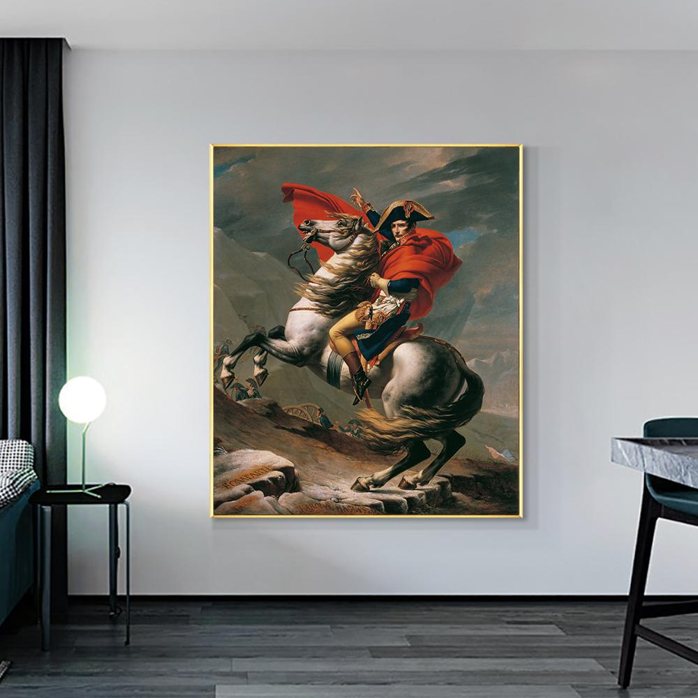 Napoleon by Louis David Painting Canvas Print Vintage Wall Art Poster Equestrian Alps Picture for Living Room Home Decor Cuadros