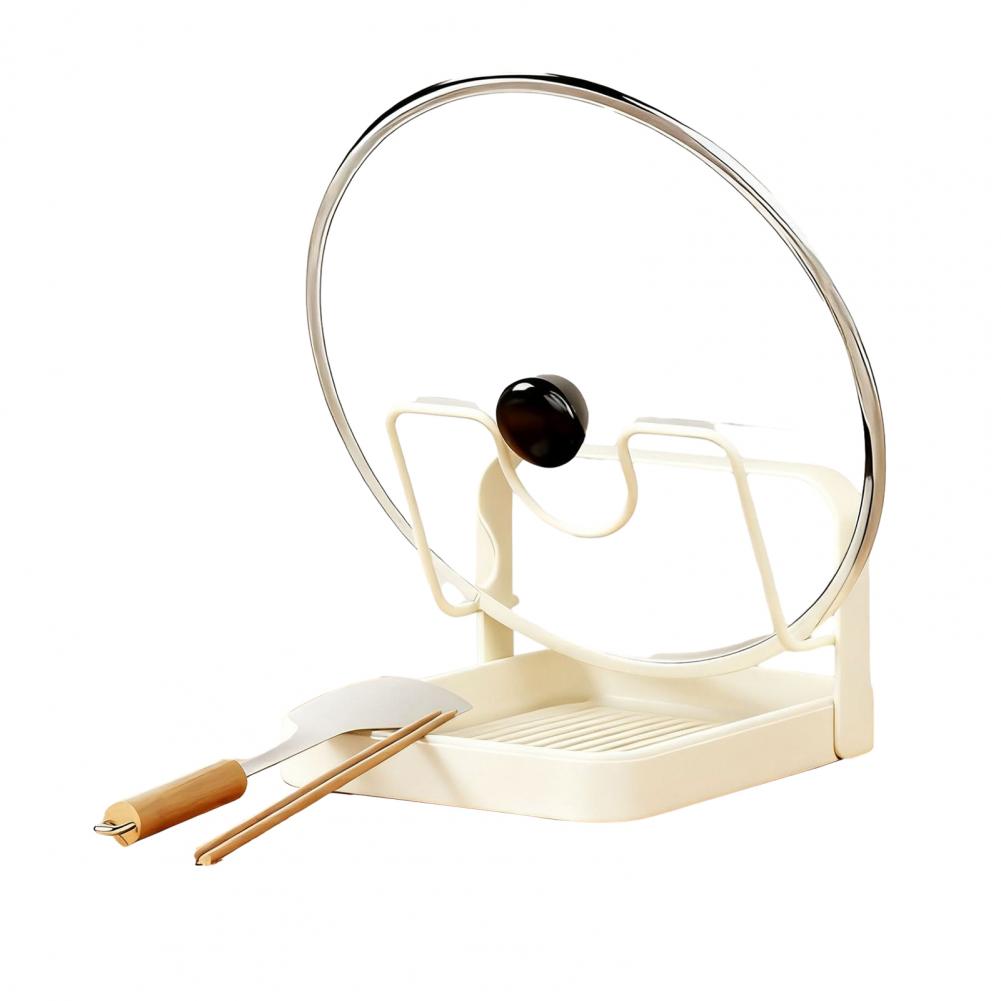 

Міцна підставка для кришок каструль Тримач для кришок каструль з піддоном для зливу U-подібний паз Кухонний органайзер Багатофункціональна підставка для кришок каструль та ложок для плити