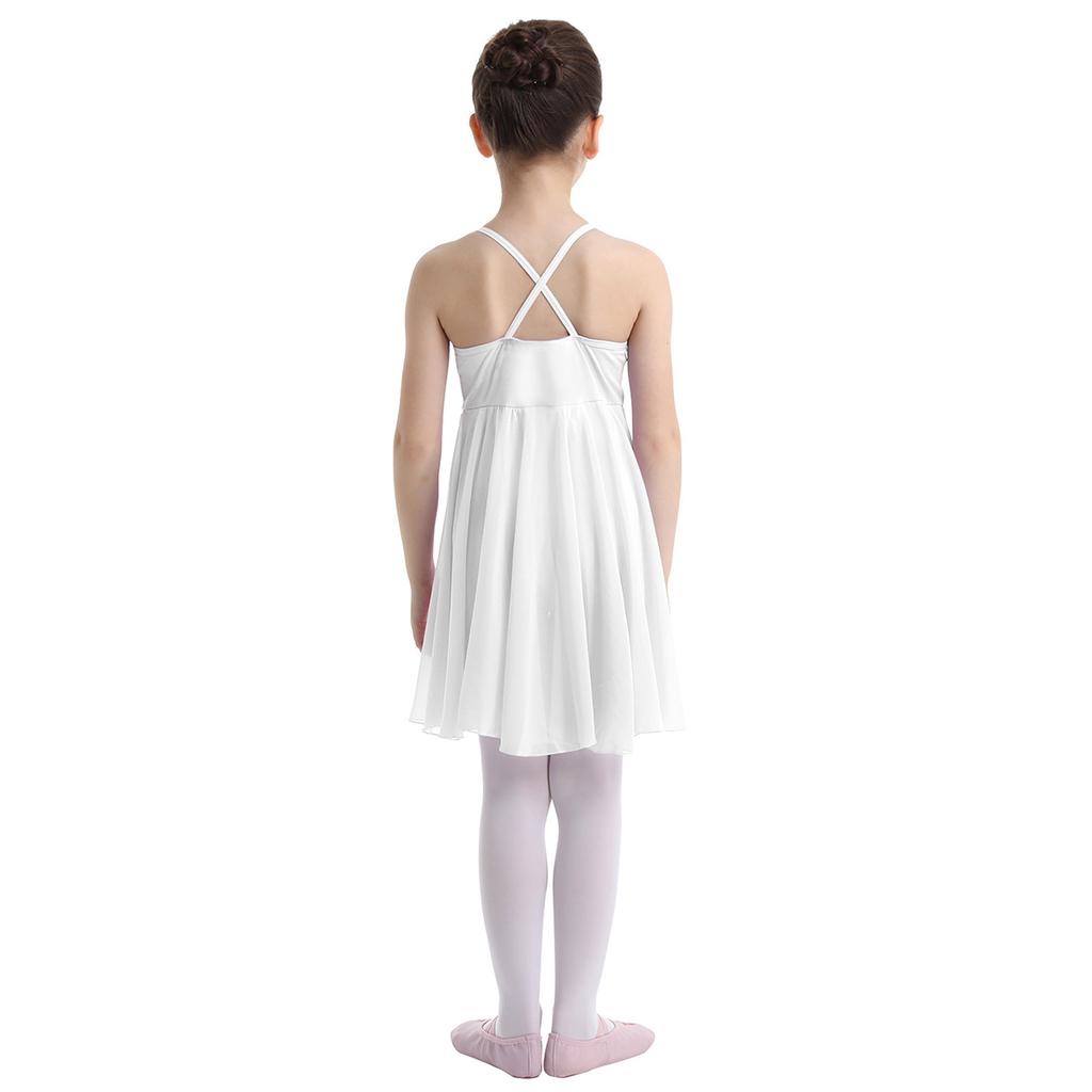 Girls Chiffon Ballet Leotard Dress Elegant Dancewear for Ballet Performances Practice