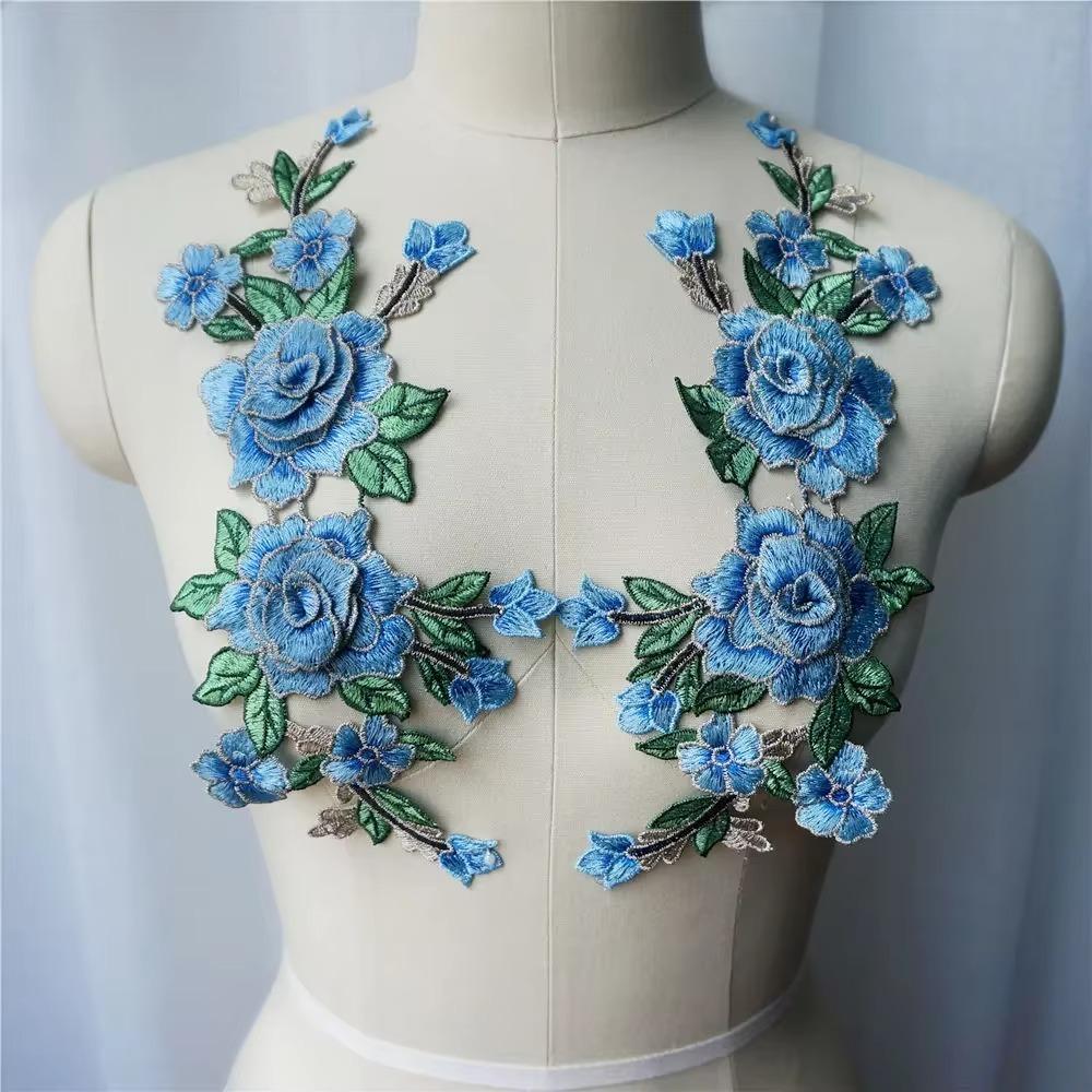 

Blue Purple Embroidery Flower Applique 3D Flower Floral Patches Crafts Clothing Accessories синій