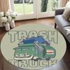 Trash Truck Printed Round Rug Carpet Chair Rug Area Rug Entryway Doormats,for Office Chair Living Room Bedroom Kitchen Room.