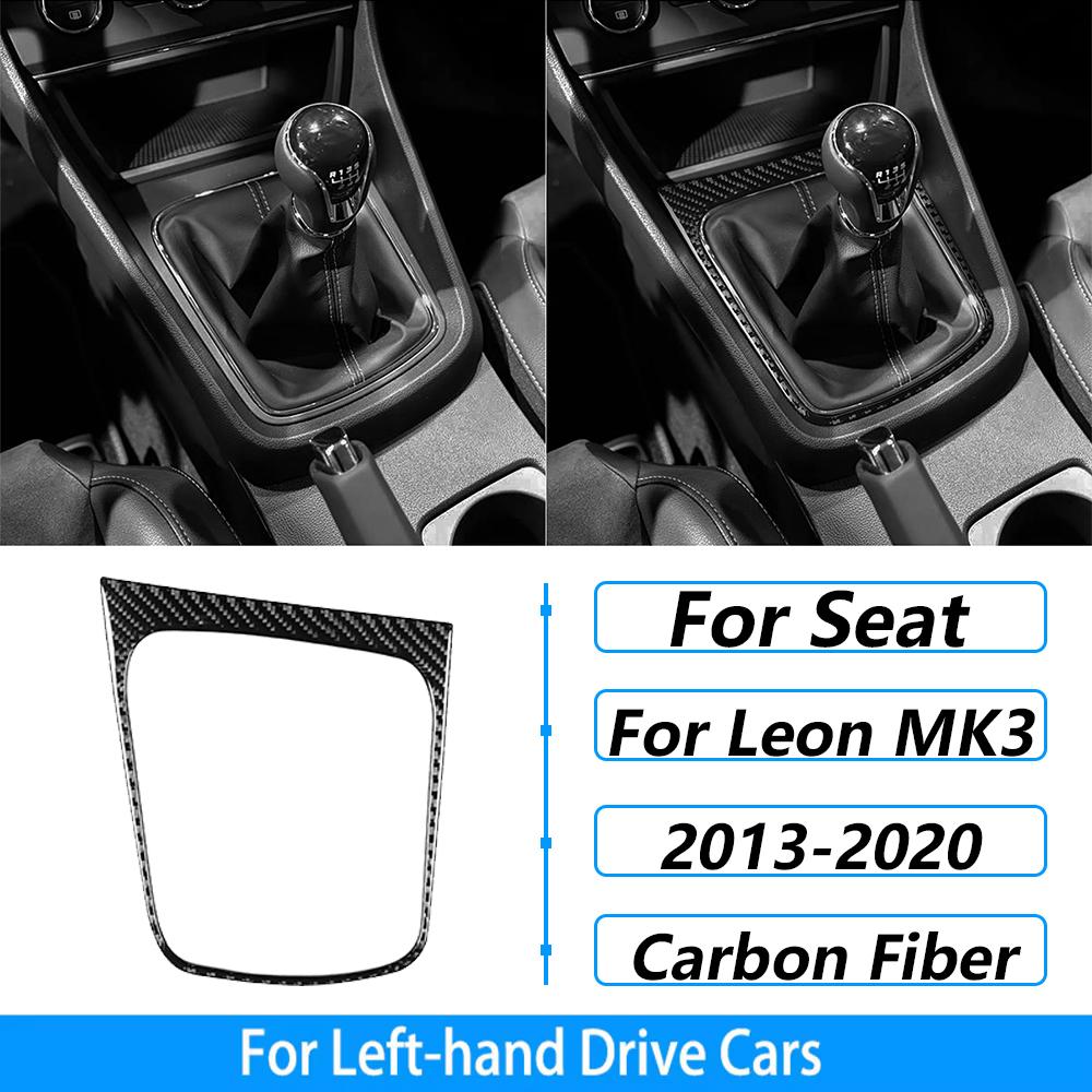 For Seat Leon MK3 2013-2020 Carbon Fiber Central Navigation Radio CD AC Door Gear Shift Panel Trim Set Car Accessories Sticker