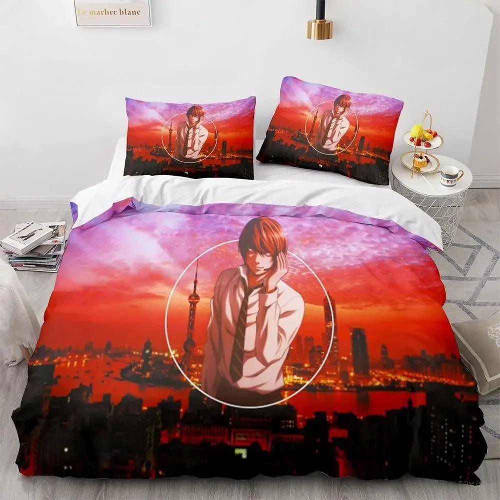 Death Note Bedding Set Single Twin Full Queen King Size Bed Set Adult Kids Bedroom Duvet Cover Sets 3D Print Anime Death Note A