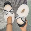 Fashion New Thick Bottom Fur Cotton Padded Shoes Women Bowknot Non Slip Thick Plush Snow Boots Woman Slip On Warm Platform Ankle Boots