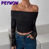 PEYWOW Women's Fashion One-shoulder Long Sleeve Spring Autumn Casual Blouses & Shirts