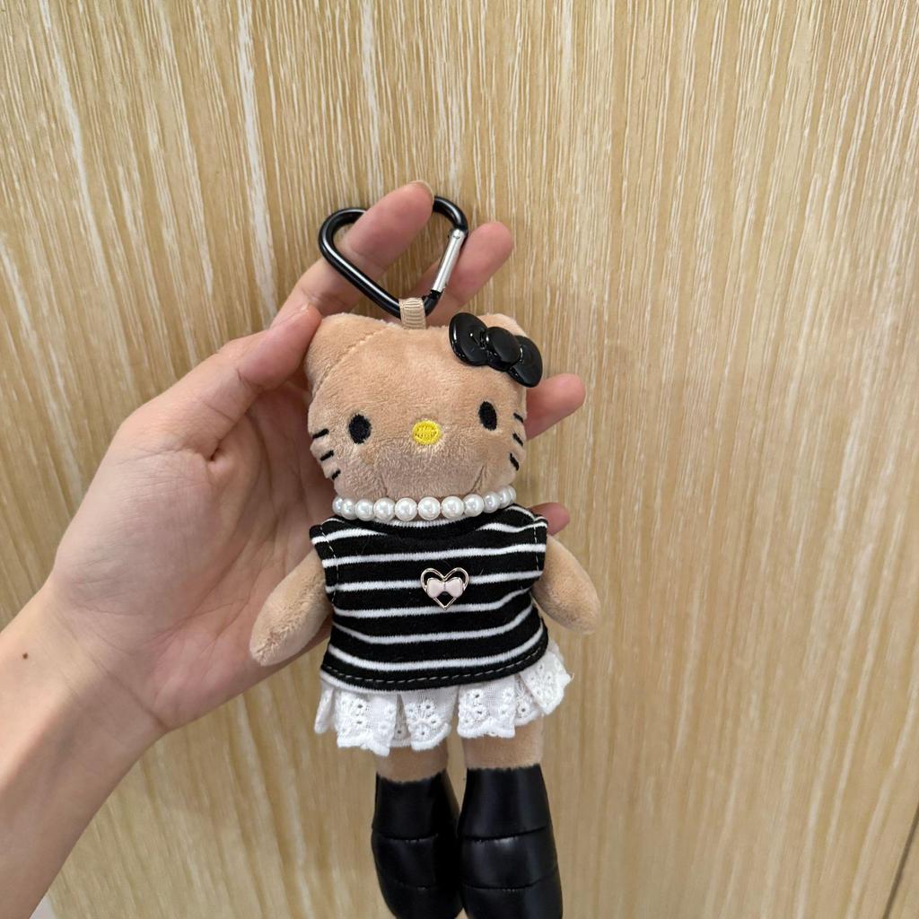 Cute Long-Legged Kitty Plush Pendant with Changeable Skirt - Ins Style Doll Keychain for Backpacks