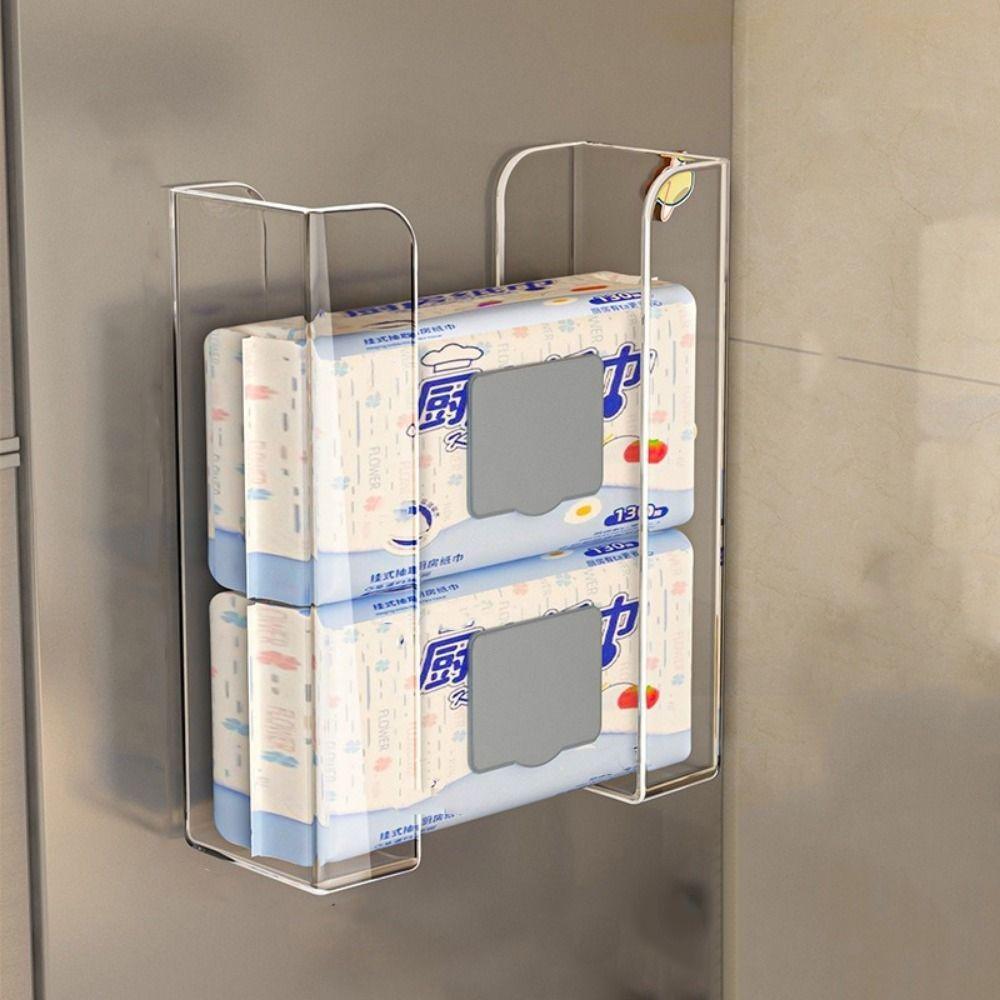 Plastic Refrigerator Tissue Box Punch Free Tissue Holder Practical Wet Wipe Storage Box  Bathroom