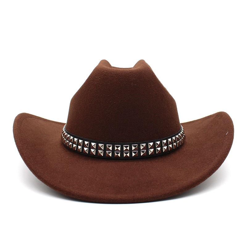 New Artificial Wool Women's Men's Western Cowboy Hat Vintage Gentleman Felt Fedoras Hats Cowgirl Church Jazz Cap Sombrero Hombre
