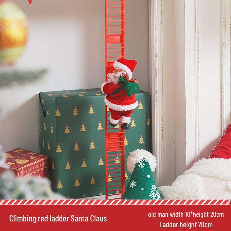 Santa Claus Climbing Rope Tree Ornaments - Christmas Wall Hanging Decorations