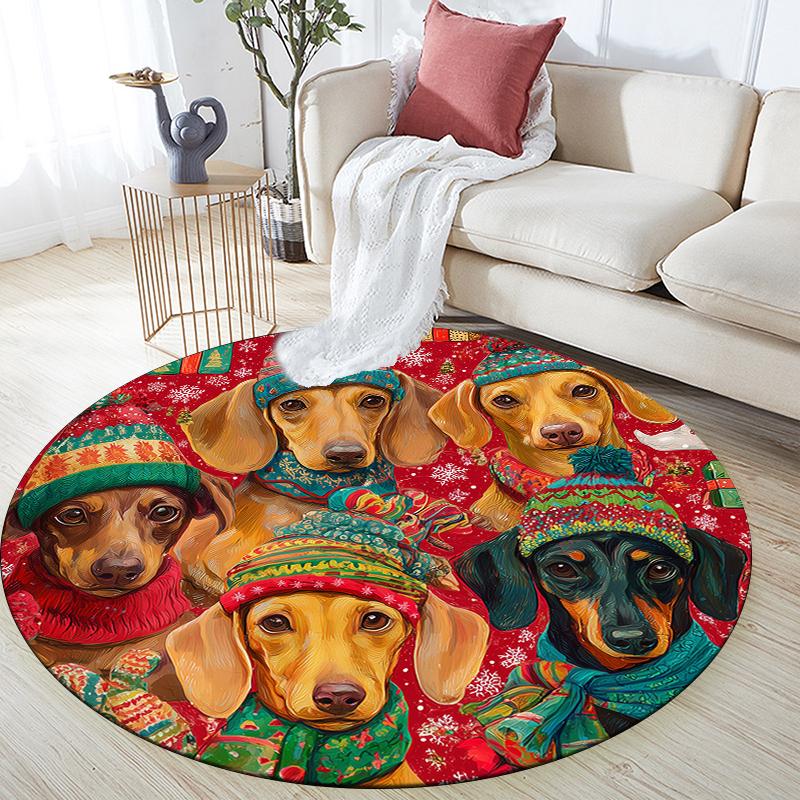 

Dog and Cow pattern round rug,Carpet Rug for Living Room Bedroom Sofa Playroom Decor,Non-slip Floor Mat,Holiday Gifts and Birthday Gifts. 80cmx80cm