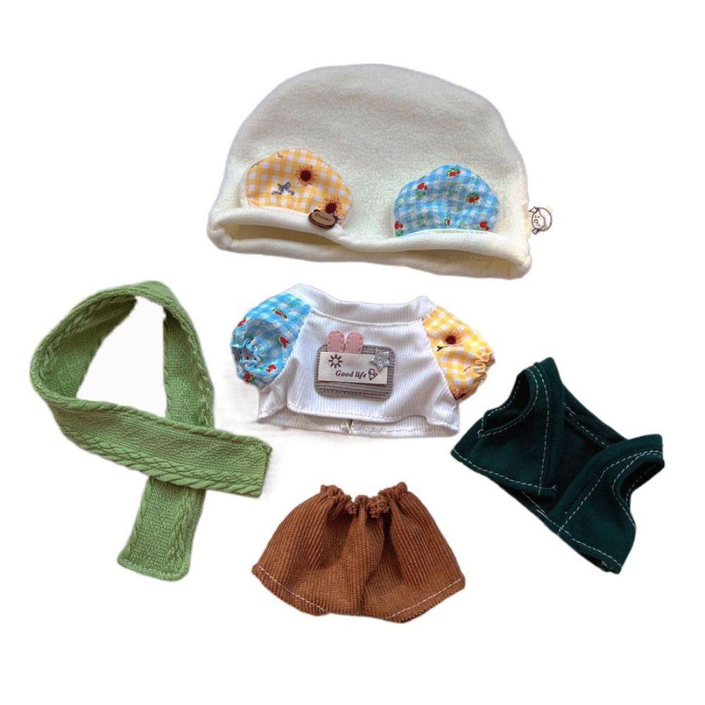 

20CM Mini Clothes Multicolor Doll Headwear Dress Set Gift Doll Dress Suit Cotton Stuffed Doll