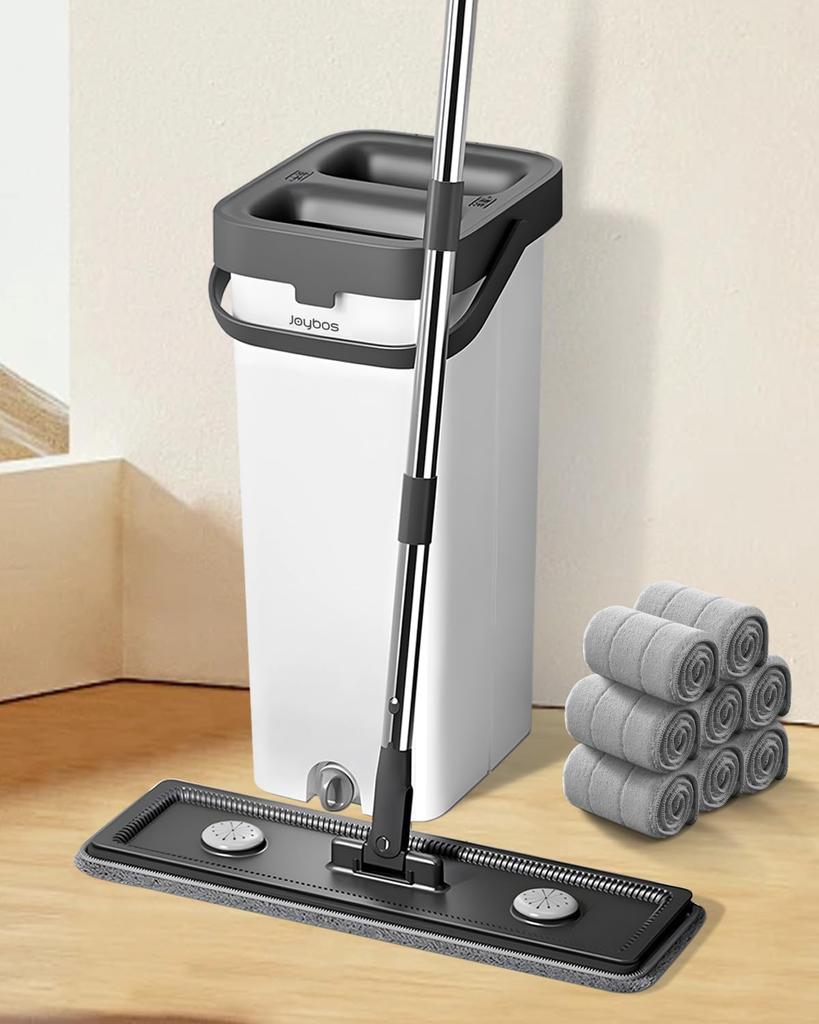 Mop with 360 Degree Rotating Mop and Integrated Floor Large Capacity Separate Bucket for Cleaning and No Hand Wringing Wet and Dry Floor Cleaning Mop