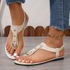fashion Classics Elastic Band Solid Women's Flat Sandals Metal Decoration Anti Slip Sandles Summer Soft Comfortable Femmer Sandalias