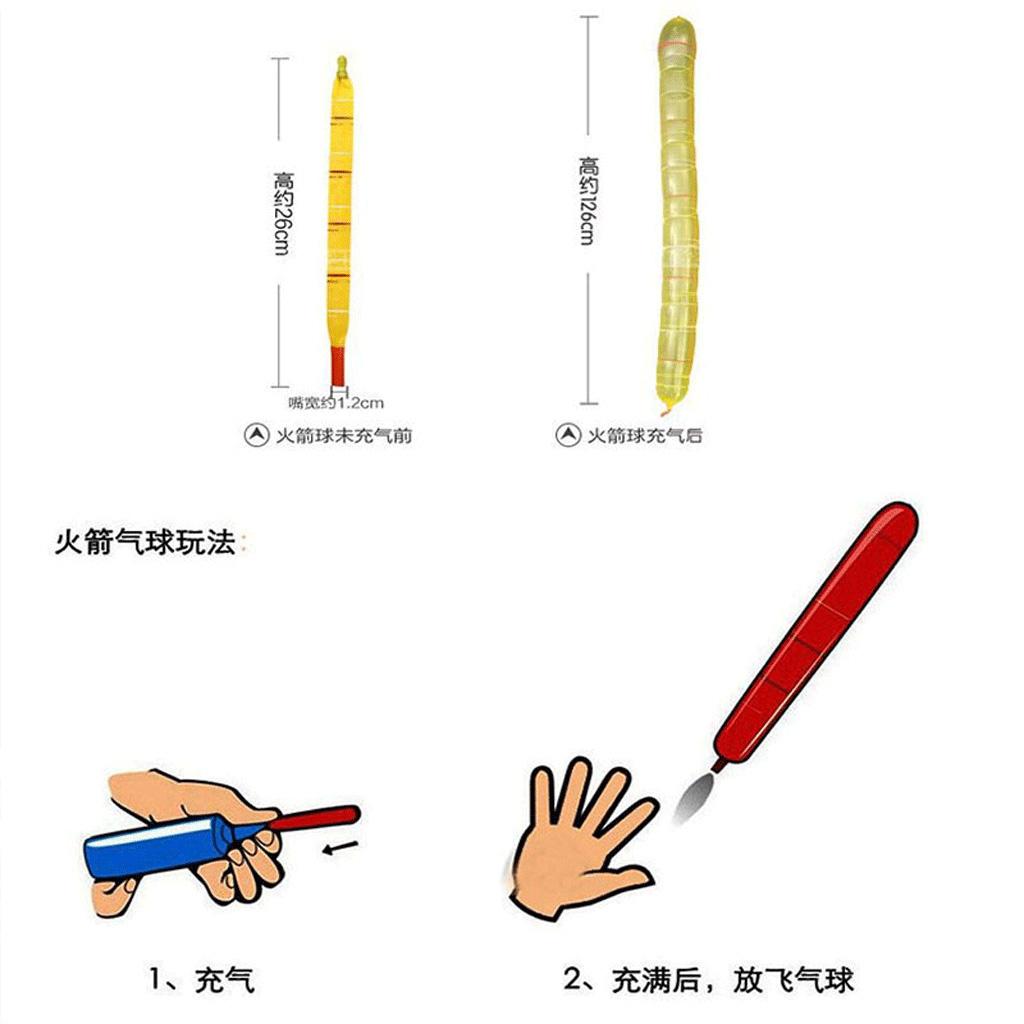 100pcs Assoted Long Jumbo Latex Rocket Balloon With Pump Party Kids Toys