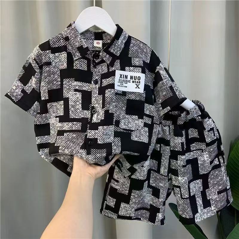 Children s Set Children s Top and Bottom Clothes Set Two Pieces Summer Outfit for Kids Boys Loungewear Outfit 90