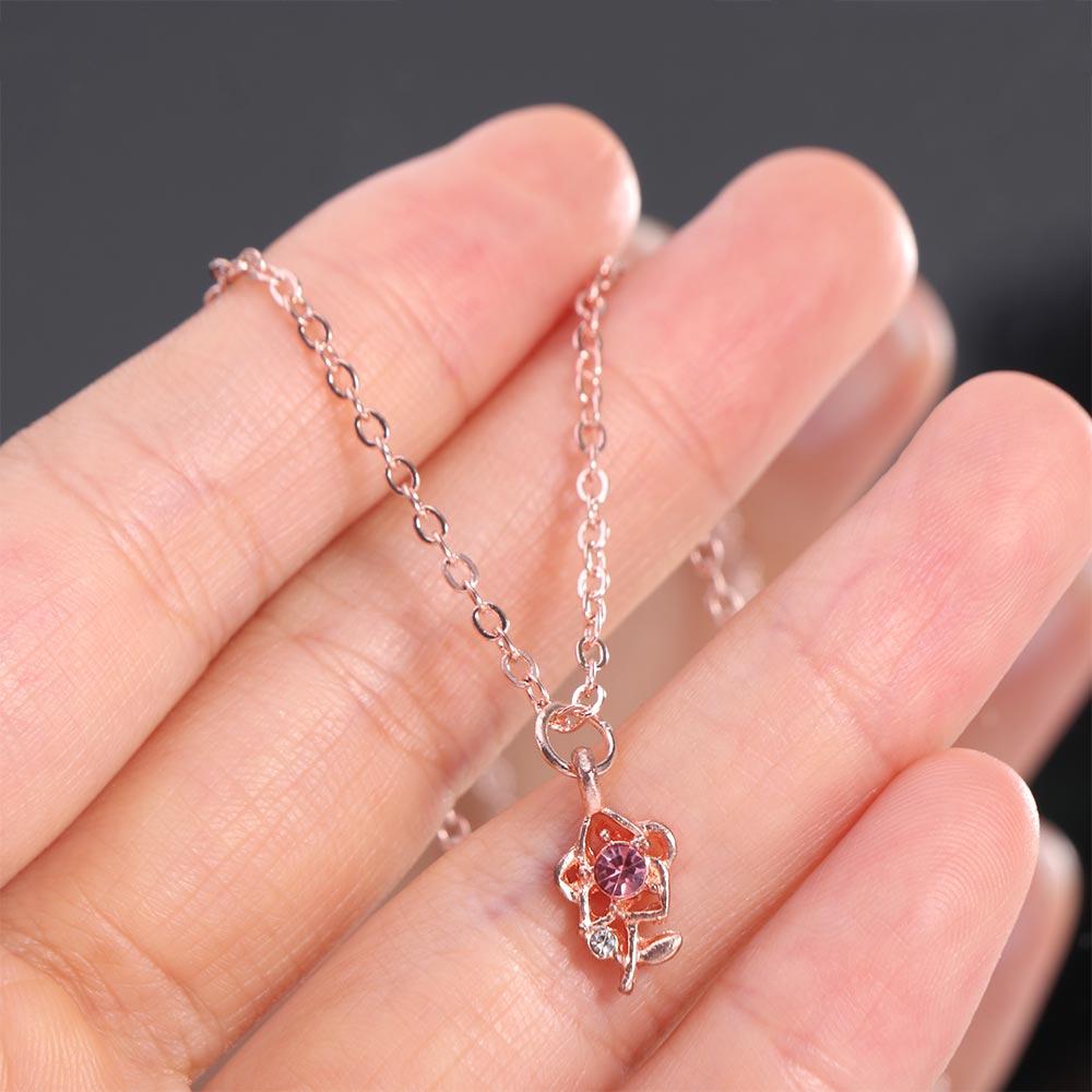 Exquisite 3D Flower Choker Romantic Clavicle Chain Sweet Pink Rose Necklace Couple