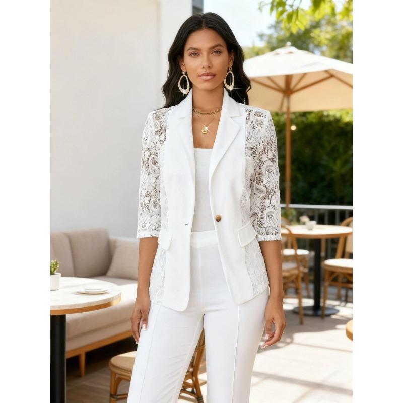 Neue Sexy Spitze Durchbrochene Dreiviertelarm Freizeitjacke für Damen