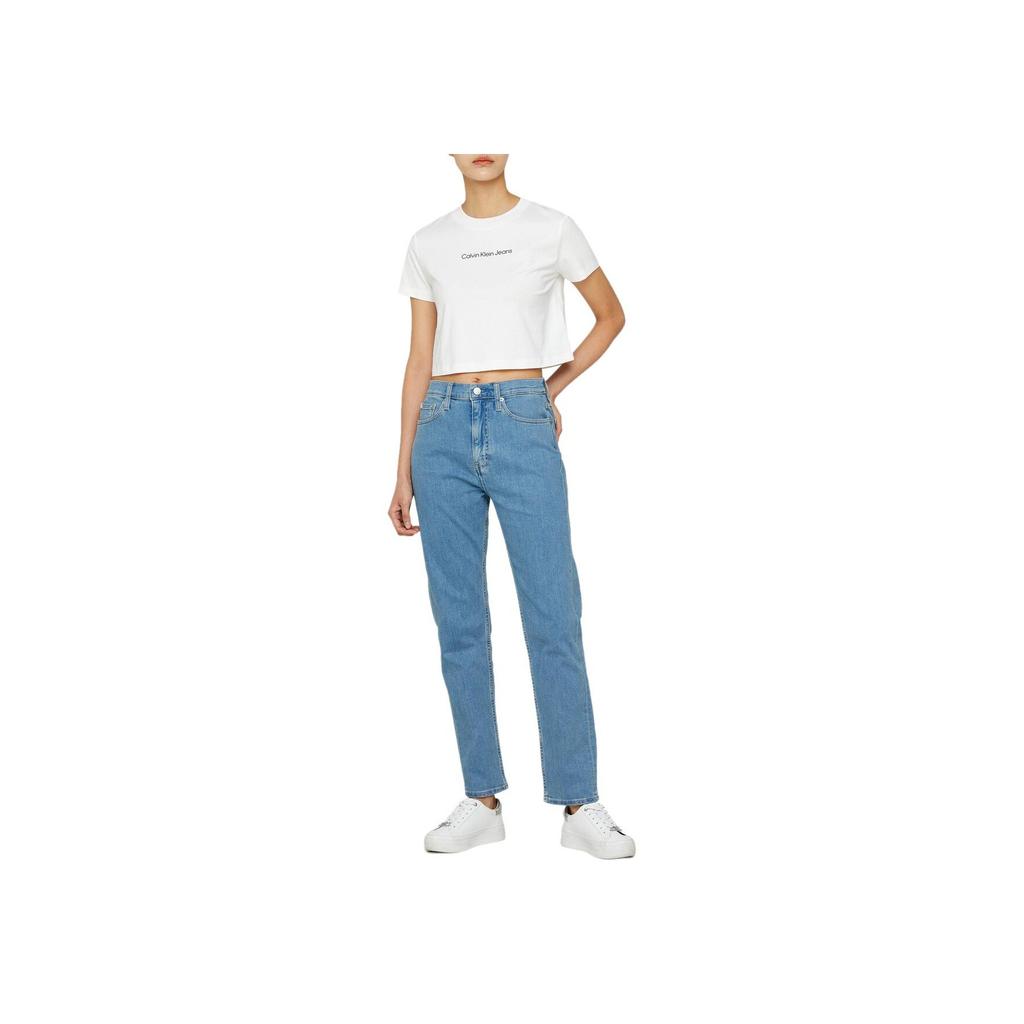 Calvin Klein Solid Short Sleeve T-Shirt Women tops White J224288-YAF