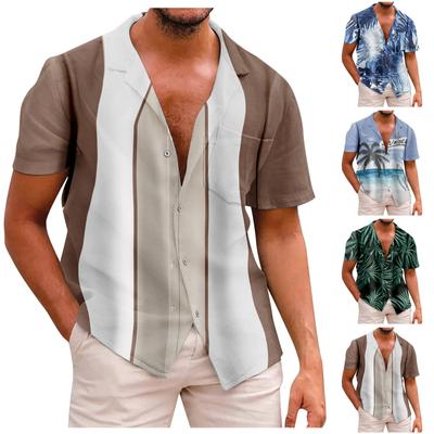Short Sleeve Button Shirt Men'S Casual Short Sleeve Shirt Loose Shirt With Pocket