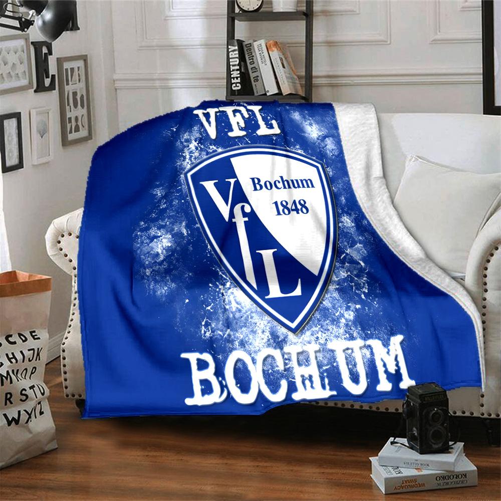 Bochum Crest Flannel Blanket, Soft Polyester, Modern Design, All-Season for Camping, Travel, Gifts for holidays or birthdays
