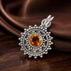 Citrine Gemstone 925 Sterling Silver Handmade Jewelry Designer Round Pendant 1.03" For Women PP-30-1