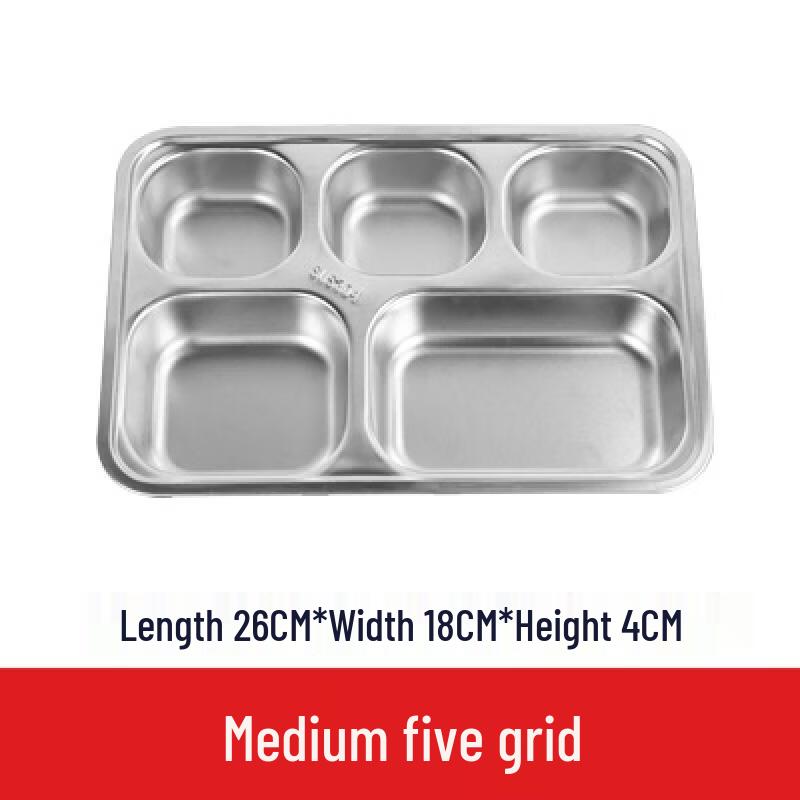 304 Stainless Steel Square Divided Deep Lunch Tray