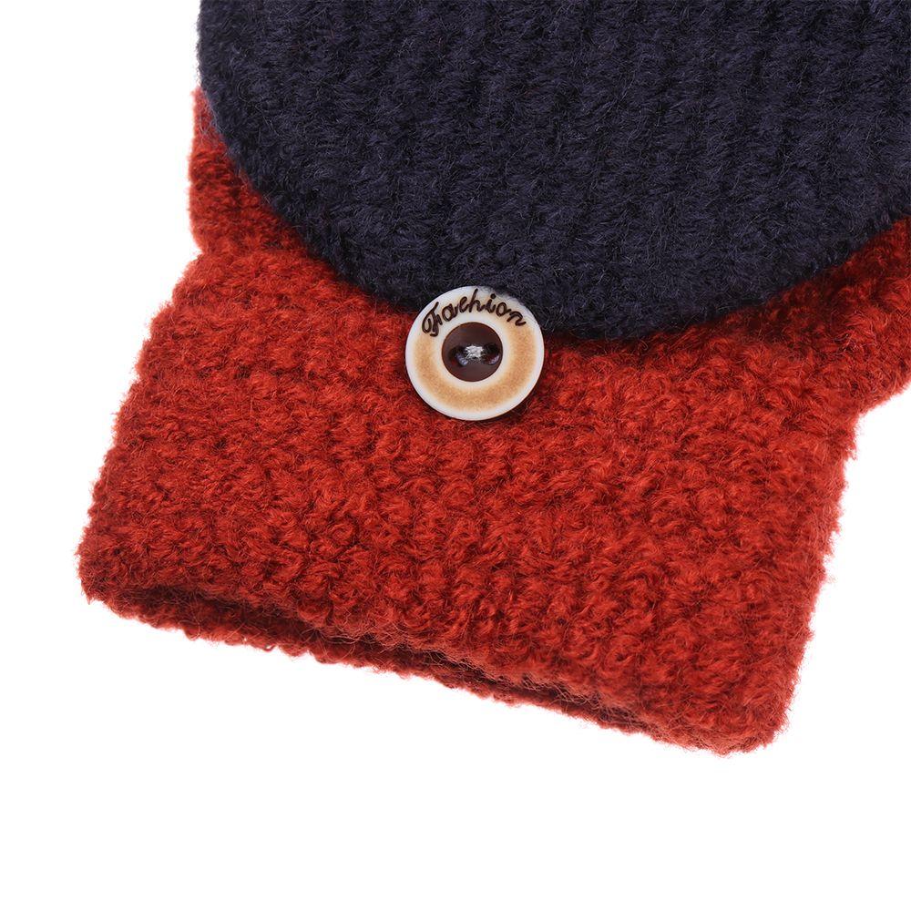 Fashion Flipped Cover Knitted Glove Thickening Gloves Half-finger Gloves Winter Warm Mittens