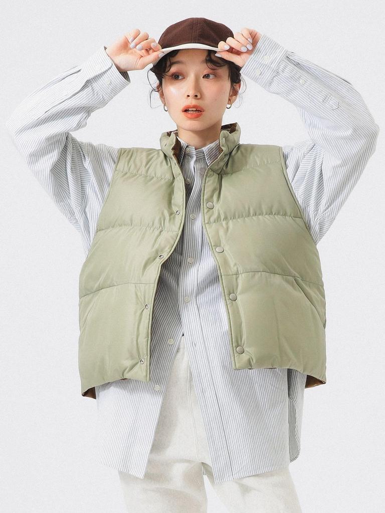 Beams Boy Women's Reversible Down Vest, Brown Free