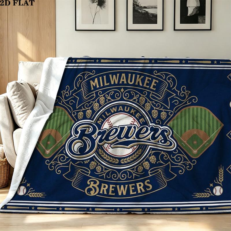 Milwaukee Brewers Print Flannel Blanket High Quality Warm Comfortable Cover for All Seasons Perfect for Gifts Home Decor
