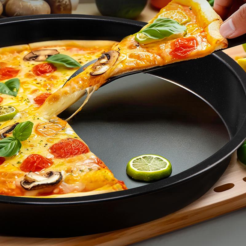 1pc Round Pizza Pan 6/8/9/10Inch Microwave Oven Pan Chip Tray Dish Carbon Steel Non-stick Mold Baking Tool Kitchen Supplies TMZ