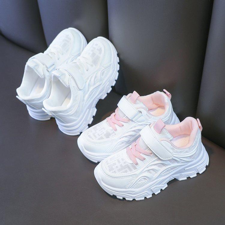 2025 spring and summer new children's net-through sports shoes girls running shoes boys Velcro shoes