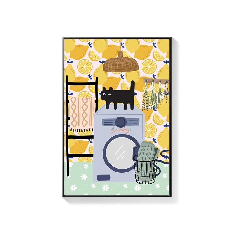 Bathroom Decorative Painting Cat American Retro Toilet Bathroom Canvas Painting Wall Art Poster for Modern Bathroom Home Decor