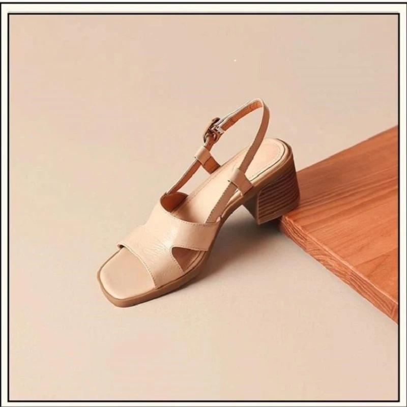 

Туфли на высоком каблуке женские летние прогулочные ретро-сандалии модные новые туфли с открытым носком 40