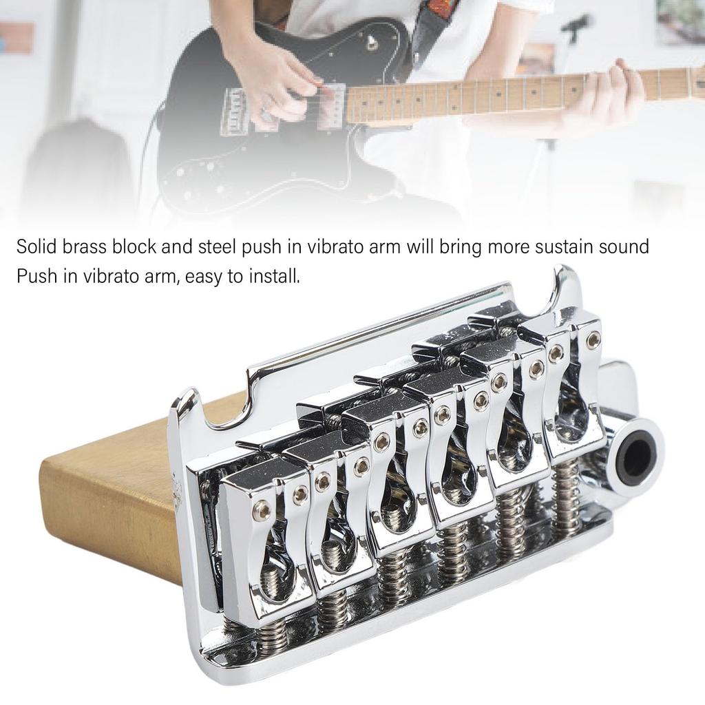 Fockety Electric Guitar Tremolo Cent Style Tremolo Bridge 54mm String Solid Brass Stainless Steel Push Arms for Increased Bridge, 6-String