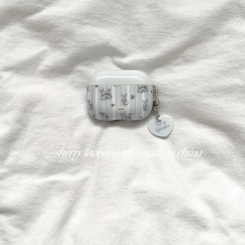 

Applicable to Airpods1/2/4 Protective Case Airpodspro Protective Case Apple Second Generation Earphone Case New 3 Generation Bluetooth Girly Heart Apple AirPods 4 Blue stripe rabbit + pendant